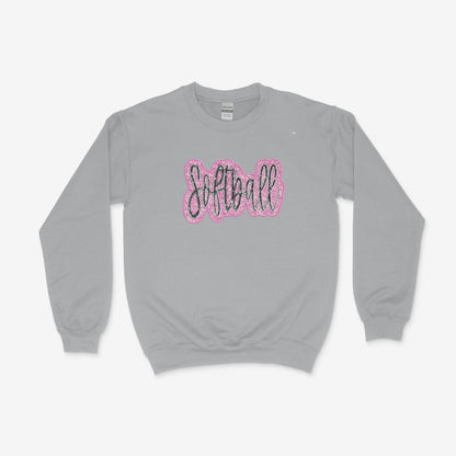 Boujee Softball Glitter Applique -Unisex Adult/Youth Crewneck Sweatshirt