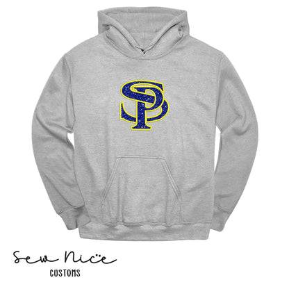 SP Glitter Embroidered Applique- Adult/Youth Hoodie- Football