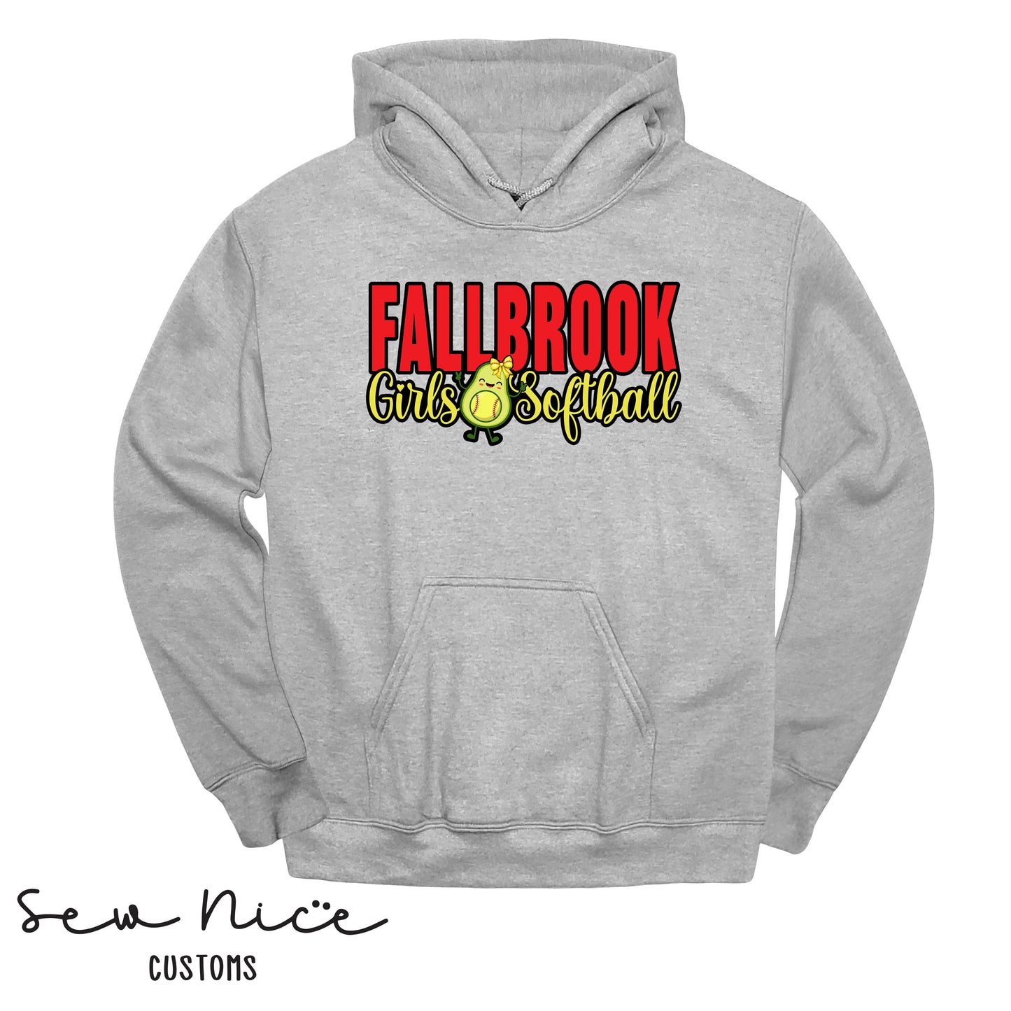 Fallbrook Girls Softball Avo Text Design- Unisex Hoodie