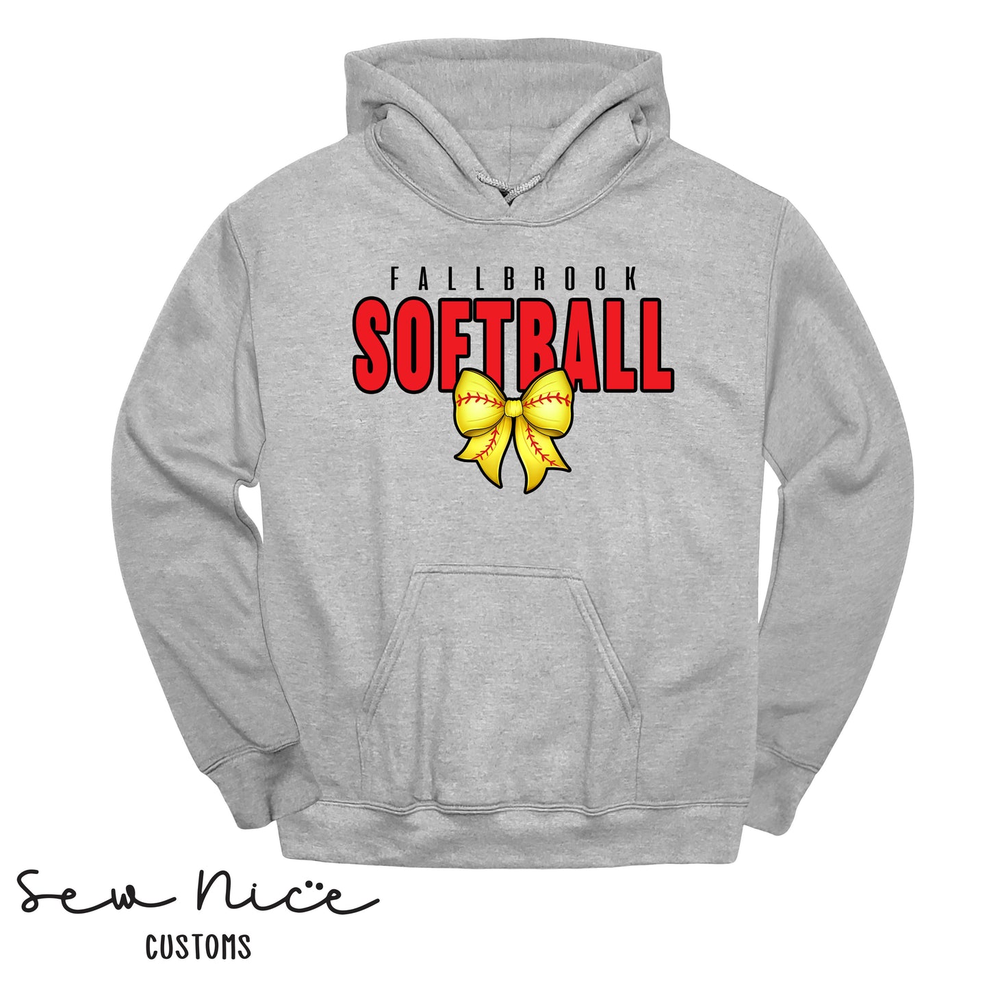 Fallbrook Softball Bow Design - Unisex Hoodie