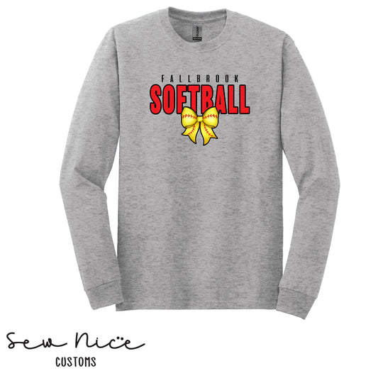 Fallbrook Softball Bow Design - Unisex Long Sleeve Shirt