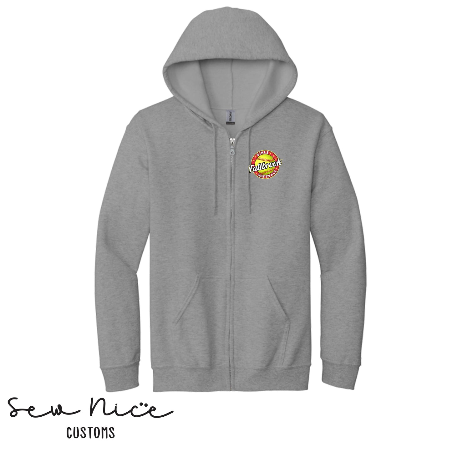 Fallbrook Girls Softball Logo - EMBROIDERED Unisex Full Zip Hoodie