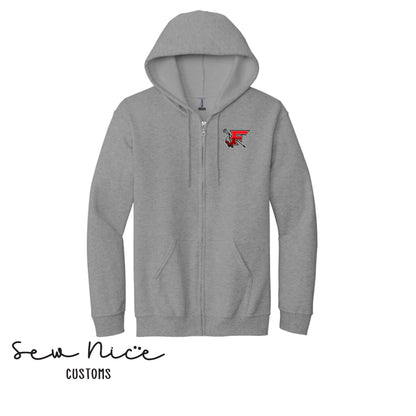 ADULT- EMBROIDERED FHS Lacrosse FULL ZIP Hoodie