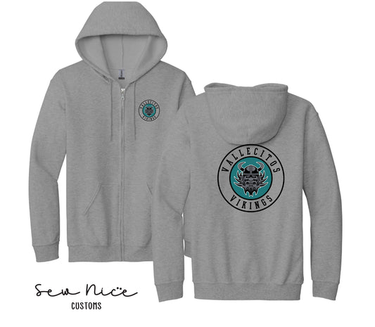 Vallecitos Logo- Unisex Adult/Youth Full Zip Hoodie