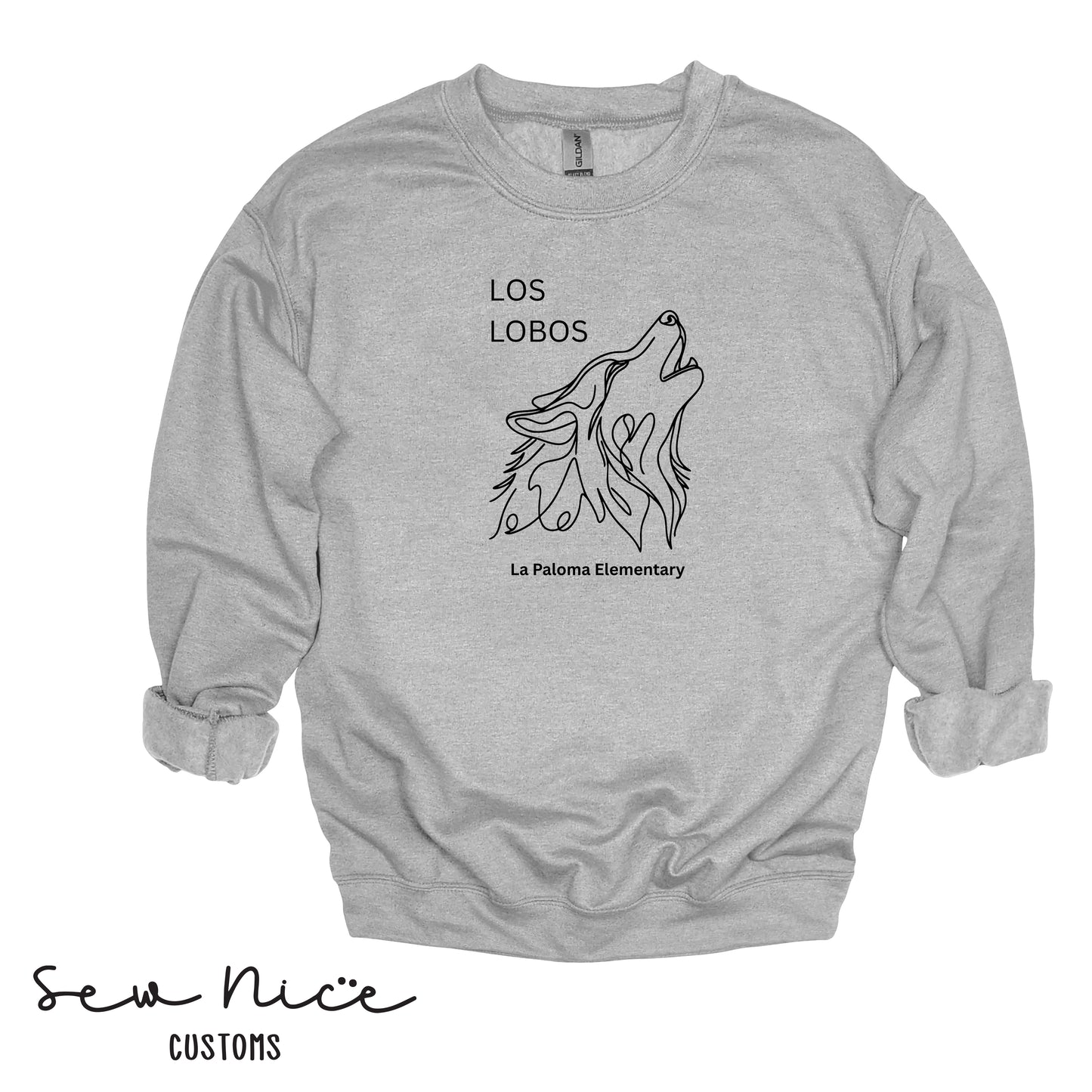 Los Lobos Line Drawing- Unisex Adult/Youth Crewneck Sweatshirt
