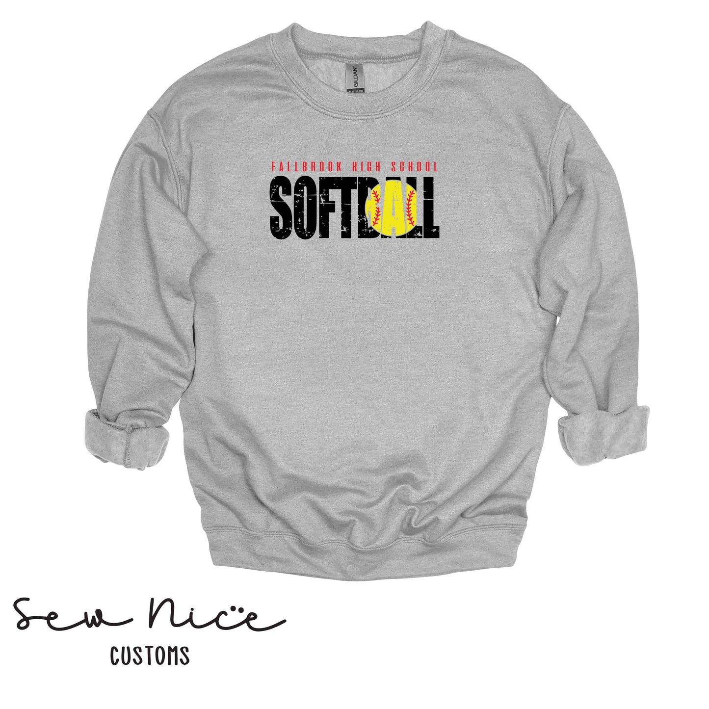 Fallbrook High School Softball- Unisex Adult/Youth Crewneck Sweatshirt