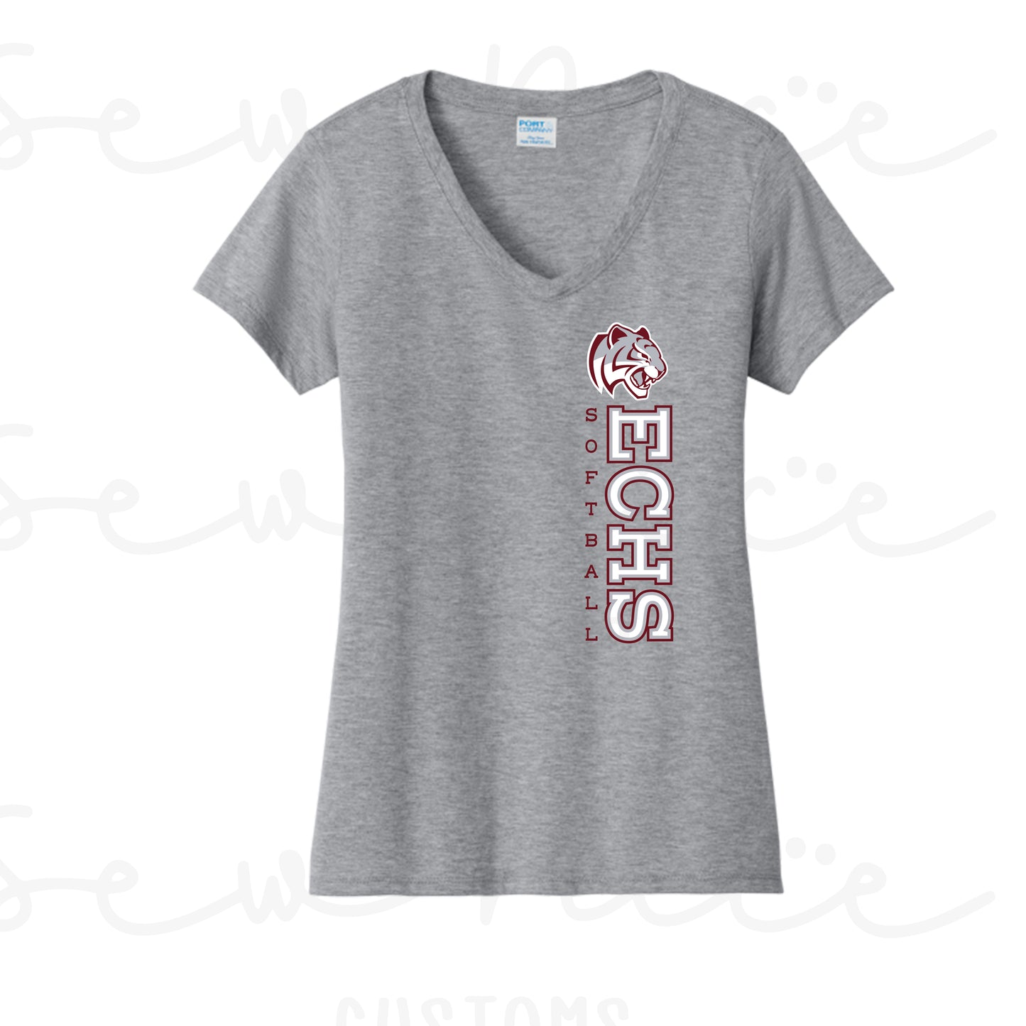 ECHS Softball- Ladies V-Neck Shirt