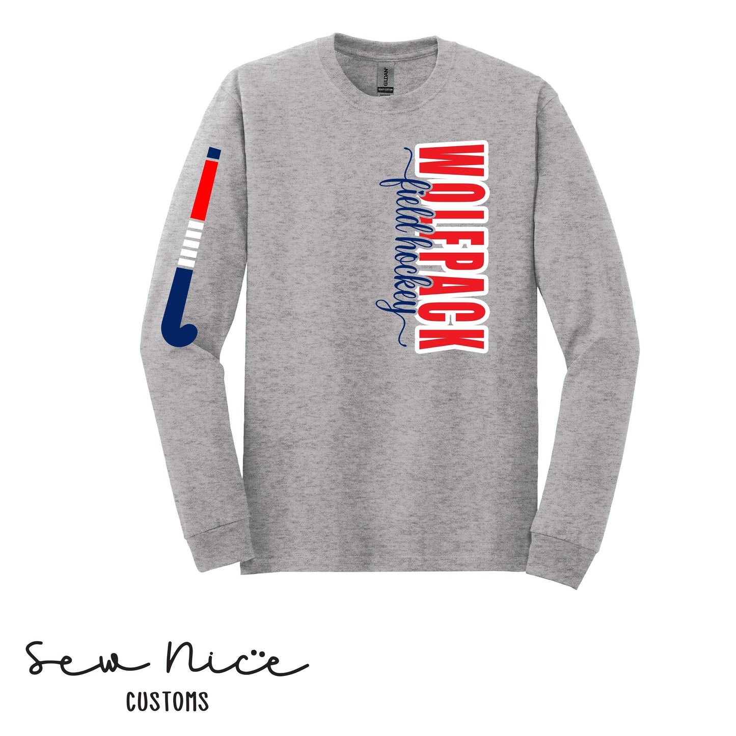 GO Wolfpack Field Hockey SIDE DESIGN- Unisex Adult/Youth Long Sleeve Shirt