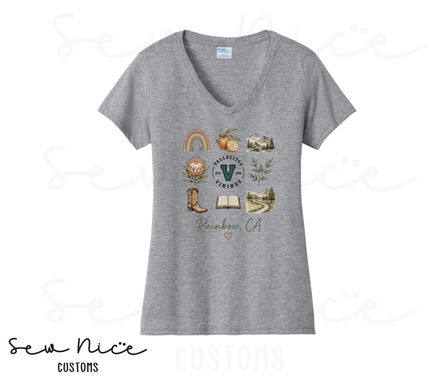 Rainbow Collage- Ladies V-Neck Shirt