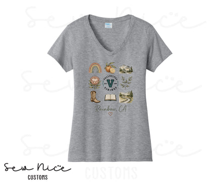 Rainbow Collage- Ladies V-Neck Shirt