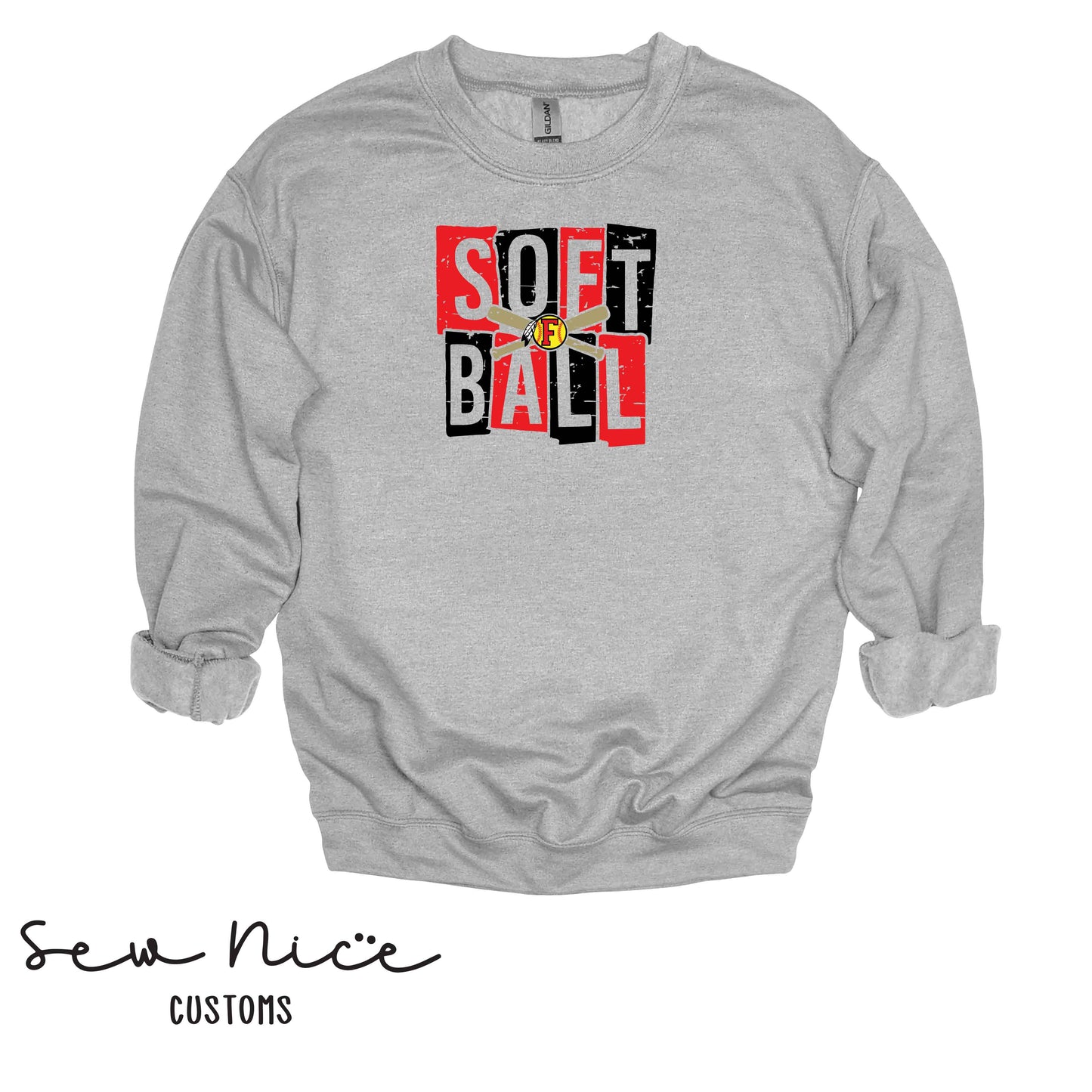 FHS Softball Blocks- Unisex Adult/Youth Crewneck Sweatshirt