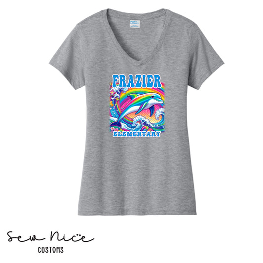 Frazier- LISA FRANK Design- Ladies V-Neck Shirt