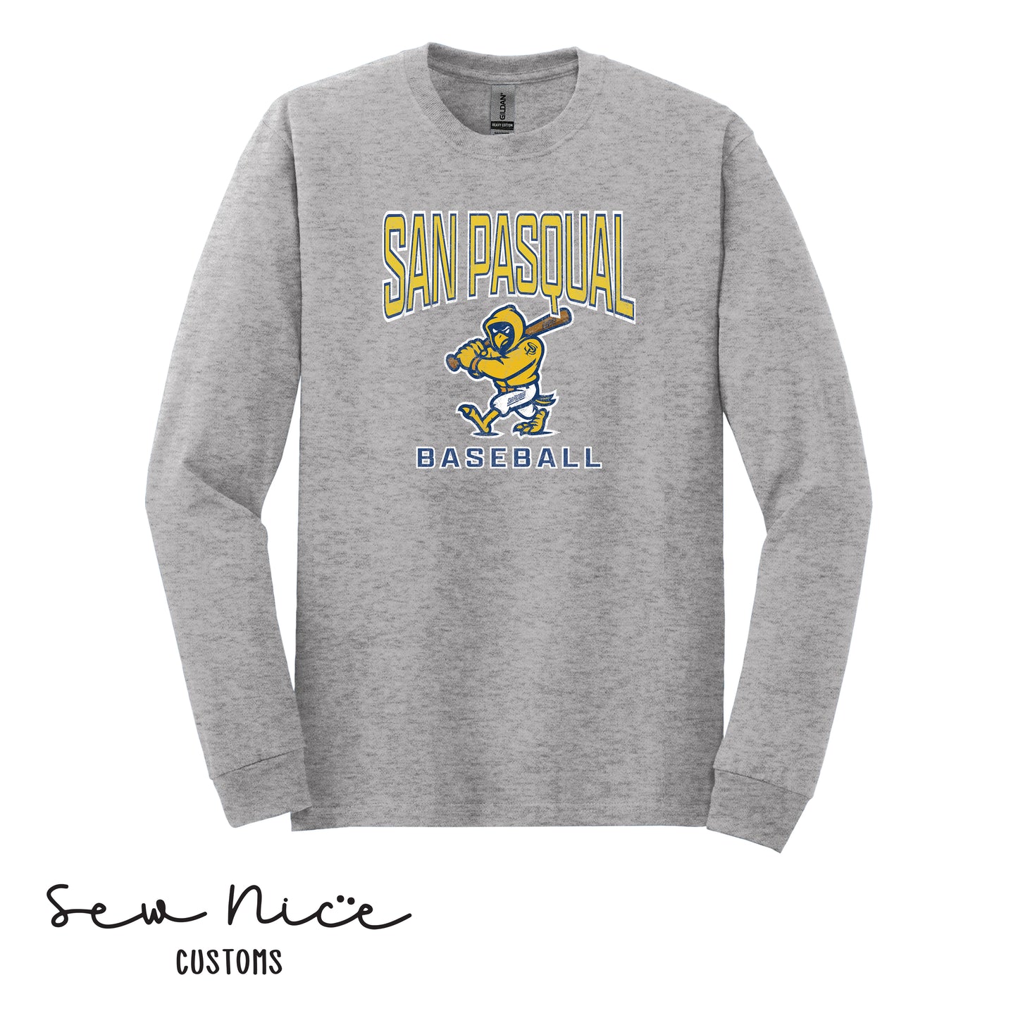 San Pasqual Baseball Mascot- Unisex Adult/Youth Long Sleeve Shirt