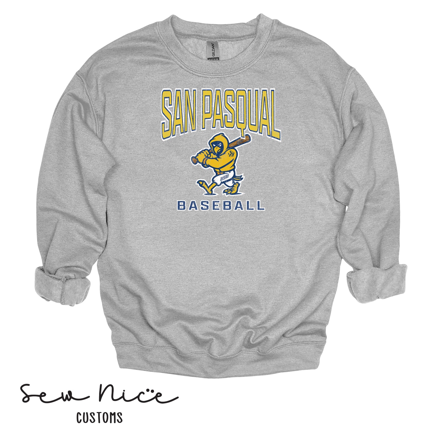 San Pasqual Baseball Mascot- Unisex Adult/Youth Crewneck Sweatshirt