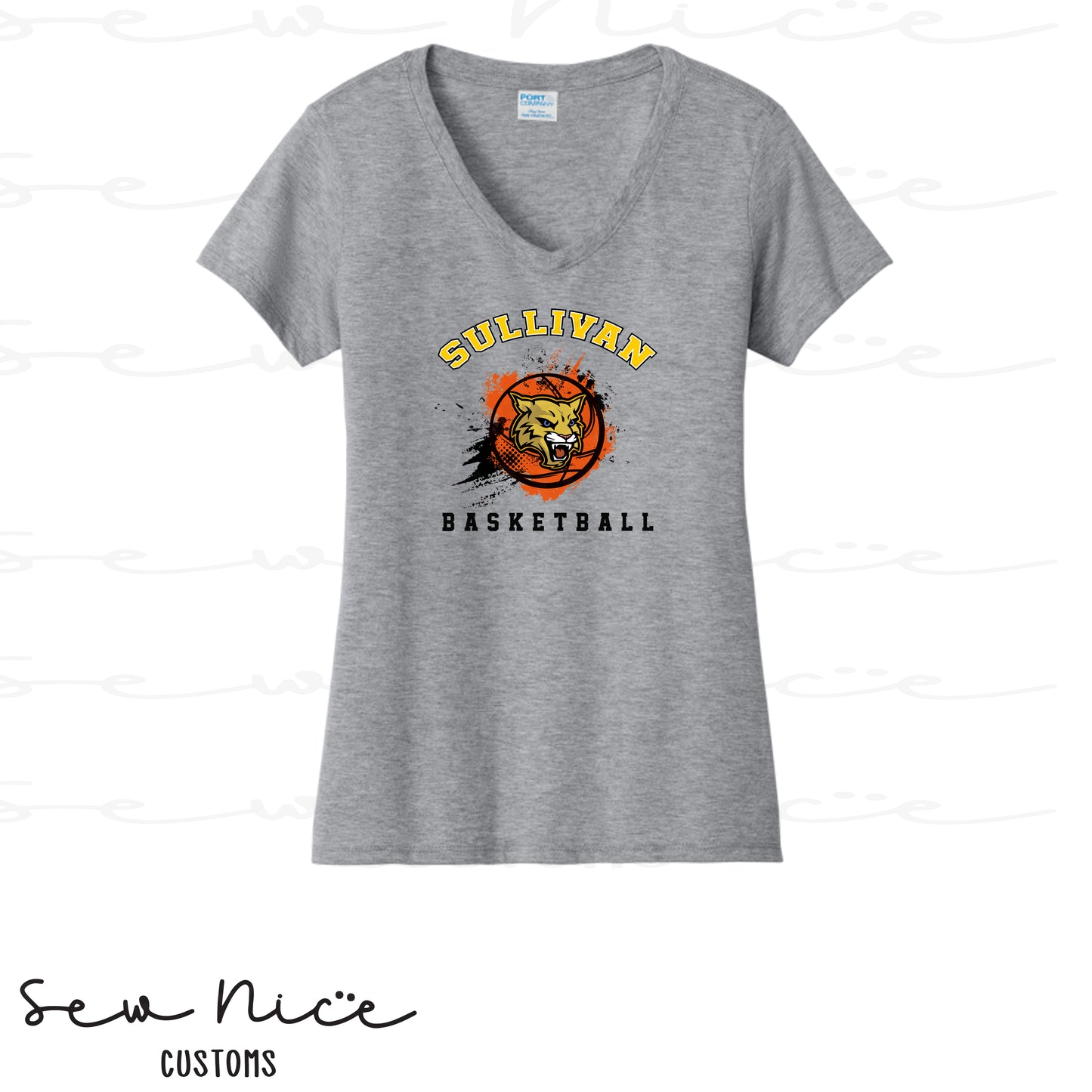 Splatter Sullivan Basketball-Ladies V-Neck Shirt