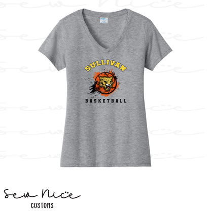 Splatter Sullivan Basketball-Ladies V-Neck Shirt