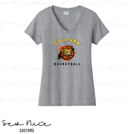 Splatter Sullivan Basketball-Ladies V-Neck Shirt