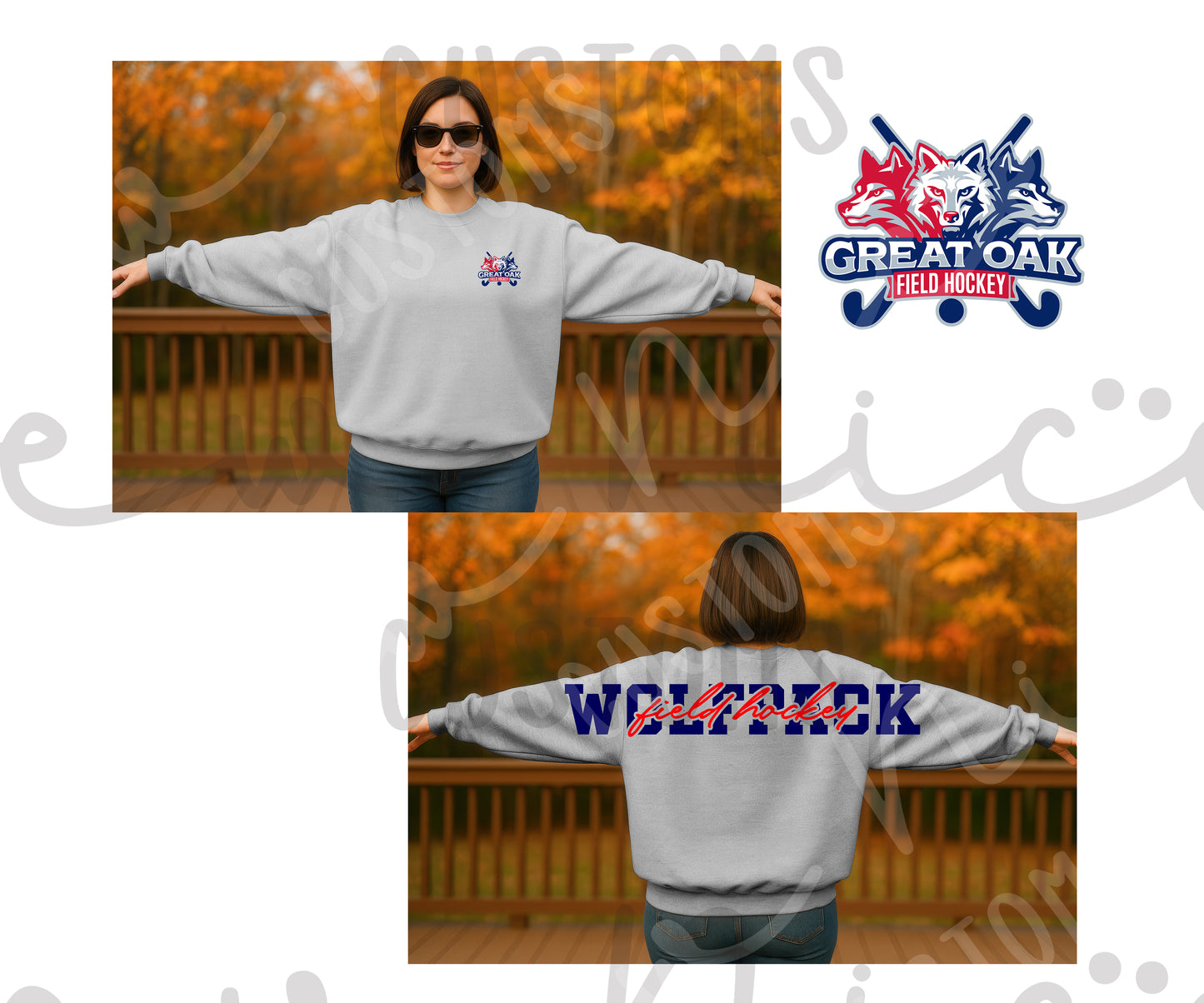 GO Field Hockey Shoulder Design - Adult/Youth Unisex Crewneck Sweatshirt