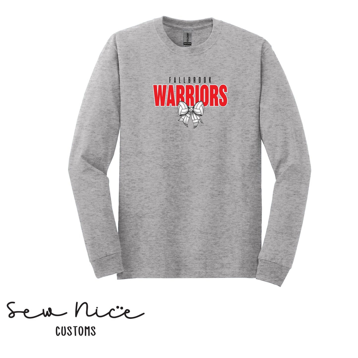 Fallbrook Warriors Volleyball Bow- Unisex Adult/Youth Long Sleeve Shirt