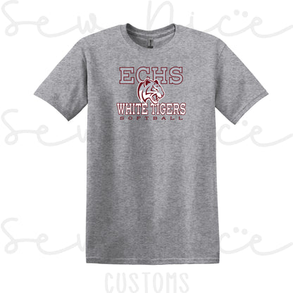 ECHS White Tigers Softball- Unisex Adult/Youth T-Shirt