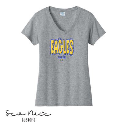 Eagles Doodle Cheer- Ladies V-Neck Shirt