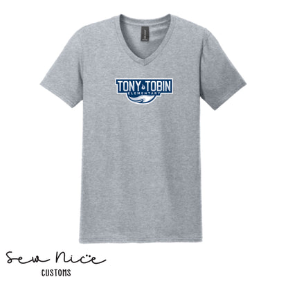 Tony Tobin Traditional Logo- Unisex Adult V-Neck Shirt