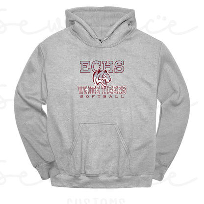 ECHS White Tigers Softball- Unisex Adult/Youth Hoodie