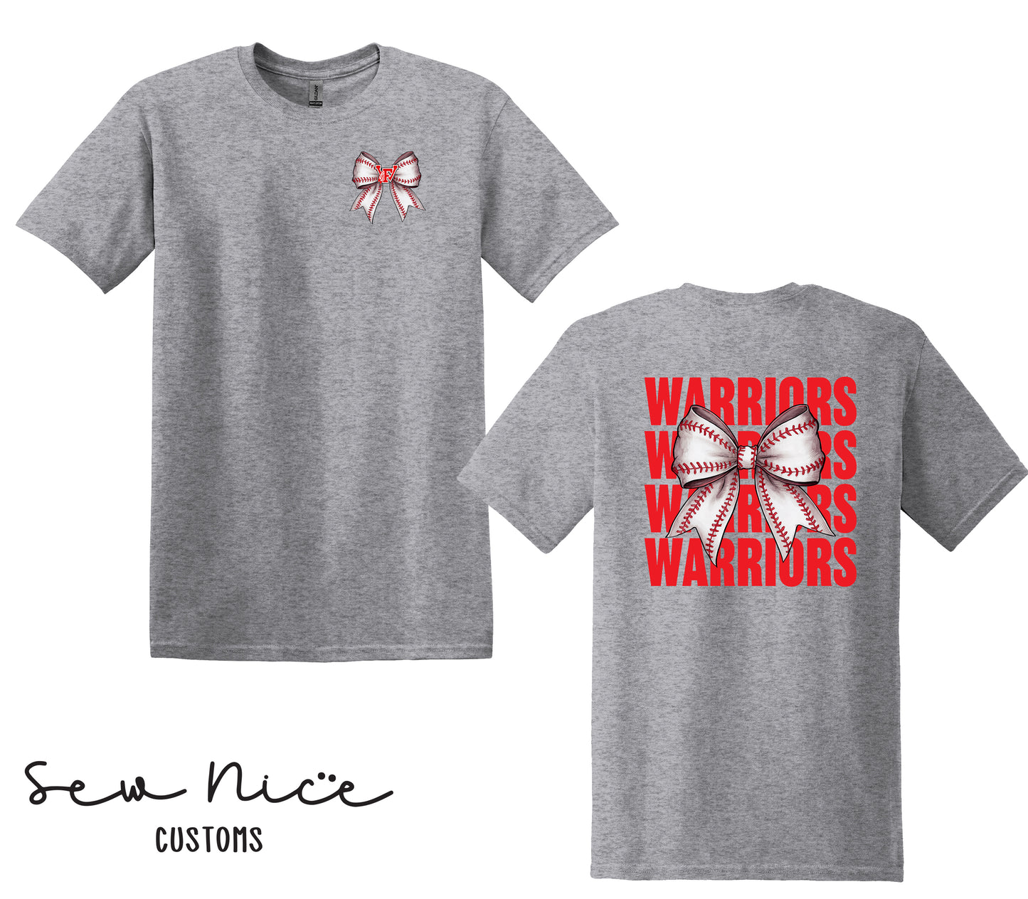 Warriors Baseball Bow- Unisex Adult/Youth T-Shirt