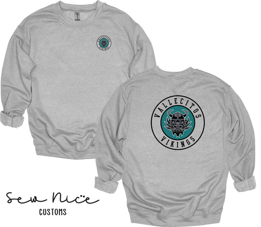 Vallecitos Logo-Front/Back Print- Unisex Adult/Youth Crewneck Sweatshirt