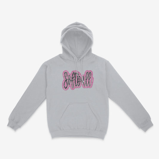 Boujee Softball Glitter Applique -Unisex Adult/Youth Hoodie