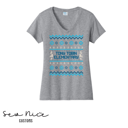 Tony Tobin Winter Sweater- Ladies V-Neck Shirt