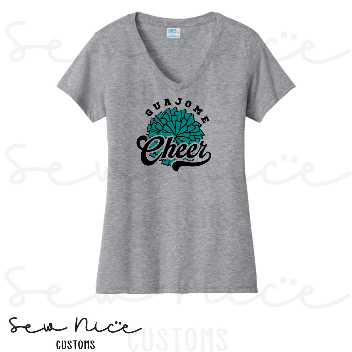 Guajome Pom Pom Single Print- Ladies V-Neck Shirt