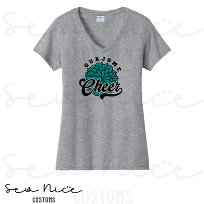 Guajome Pom Pom Single Print- Ladies V-Neck Shirt