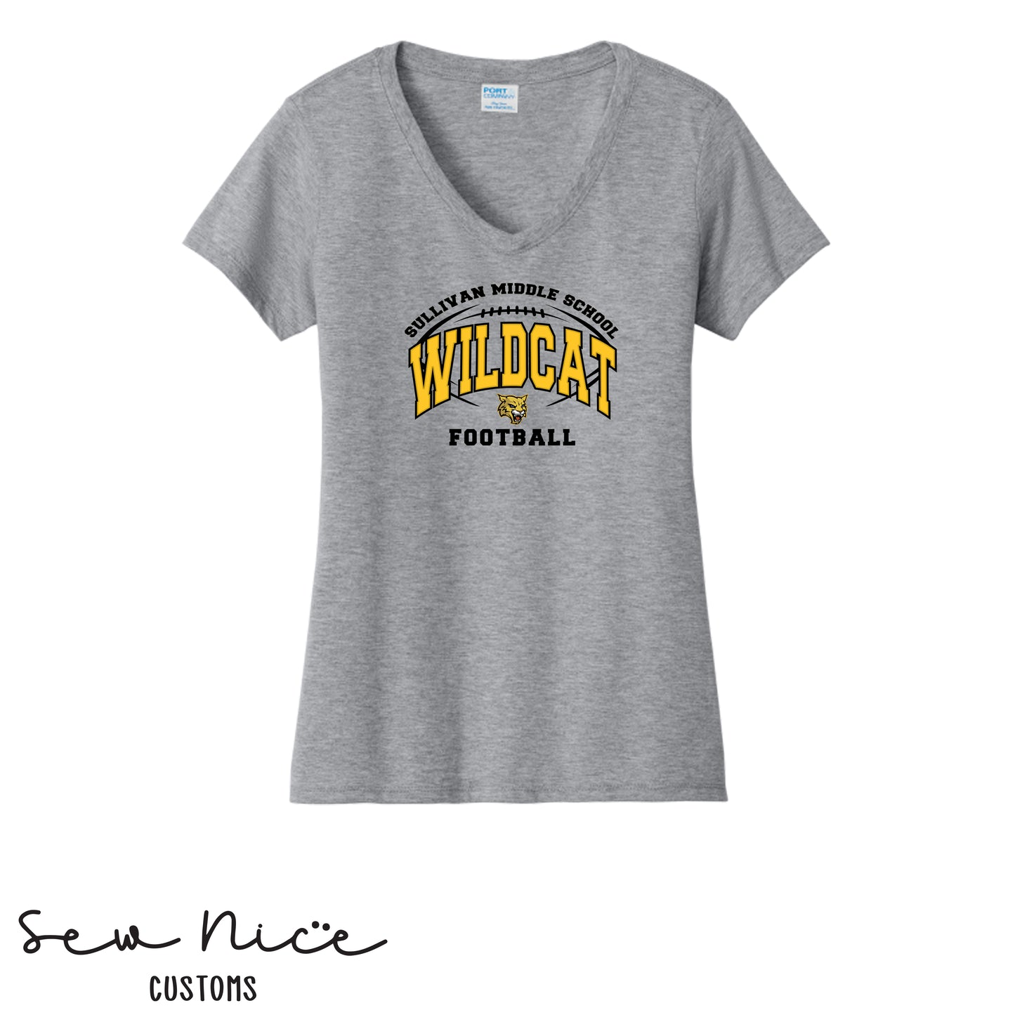 Sullivan Wildcat Football- Ladies V-Neck Shirt