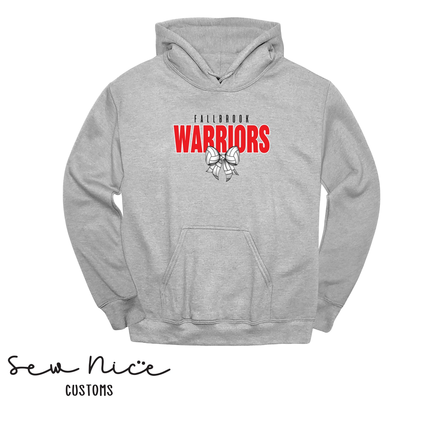 Fallbrook Warriors Volleyball Bow- Unisex Adult/Youth Hoodie