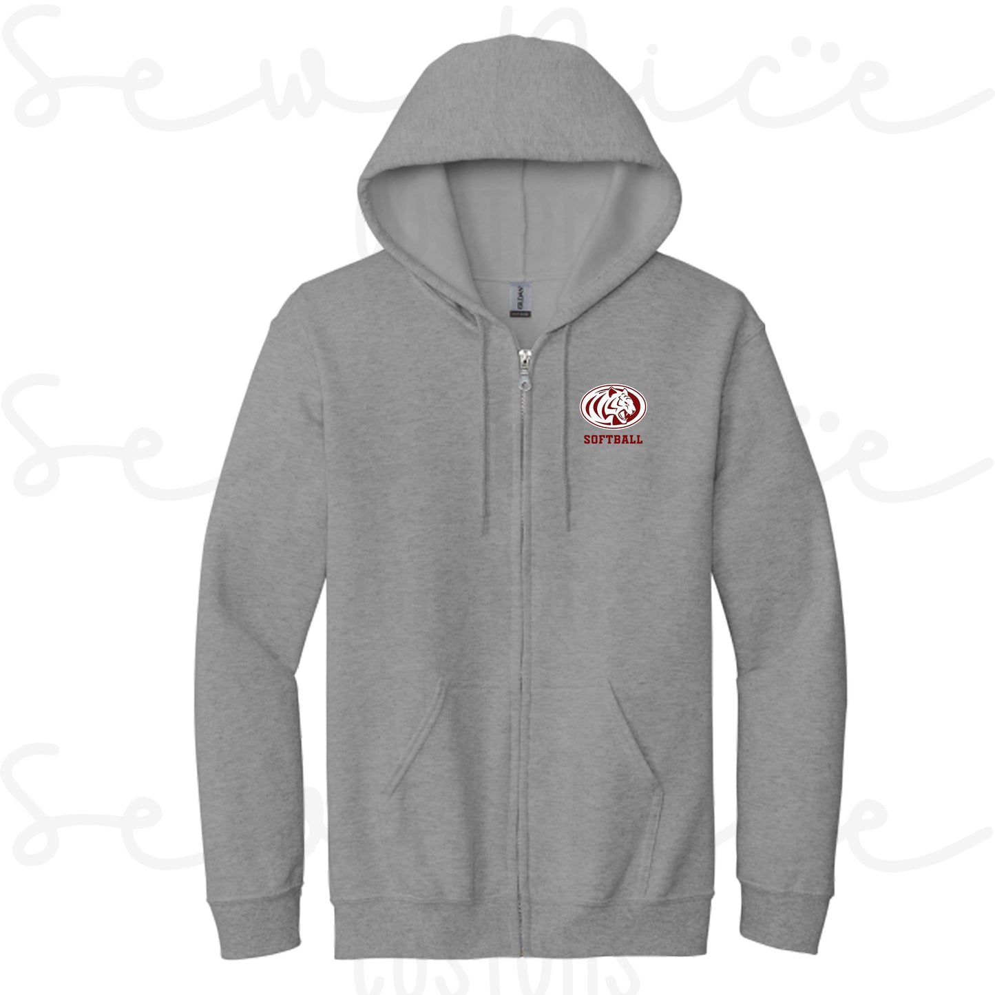 ECHS Embroidered Logo Softball- Unisex Adult/Youth Full Zip Hoodie