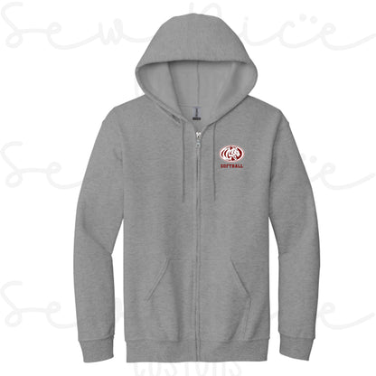 ECHS Embroidered Logo Softball- Unisex Adult/Youth Full Zip Hoodie