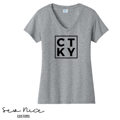 CTKY Logo- Ladies V-Neck Shirt