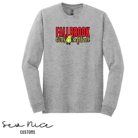 Fallbrook Girls Softball Avo Text Design- Unisex Long Sleeve Shirt