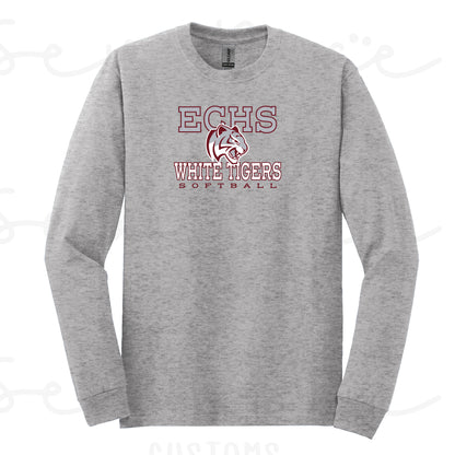 ECHS White Tiger Softball- Unisex Adult/Youth Long Sleeve Shirt