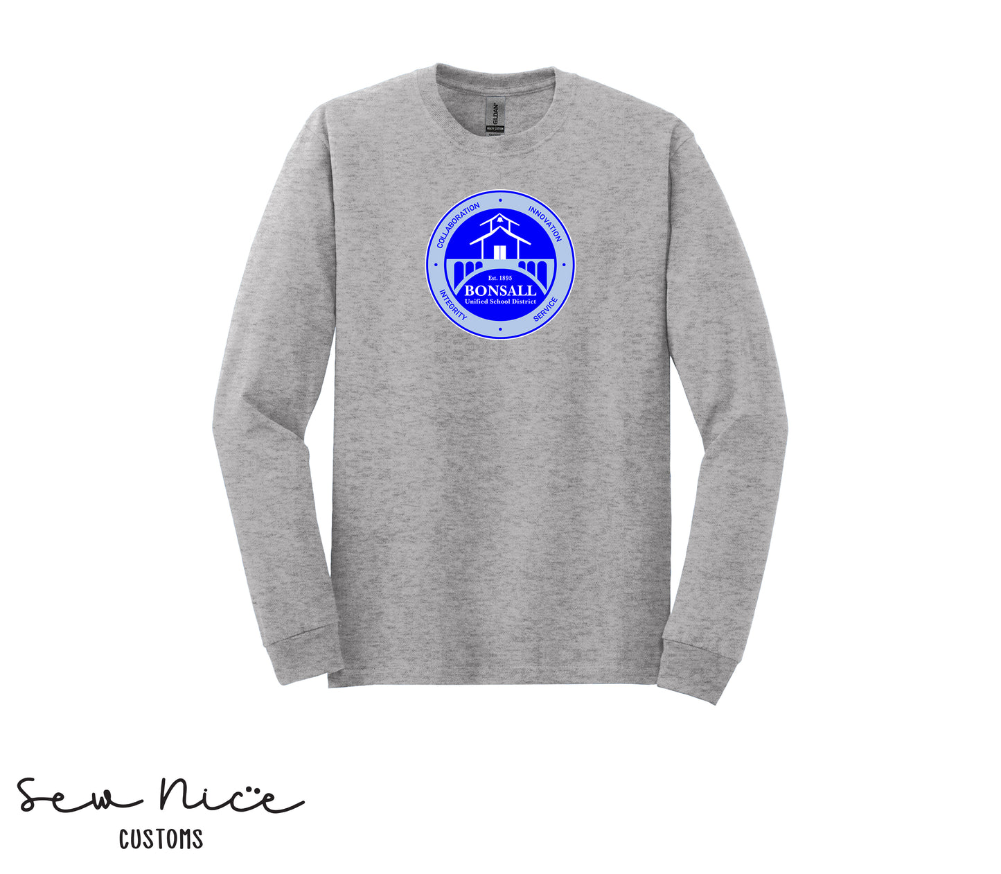 Bonsall District Logo- Unisex Adult Long Sleeve Shirt