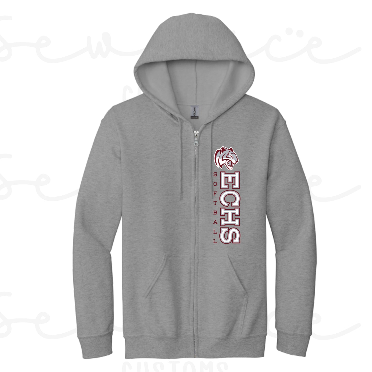 ECHS Softball- Unisex Adult/Youth Full Zip Hoodie