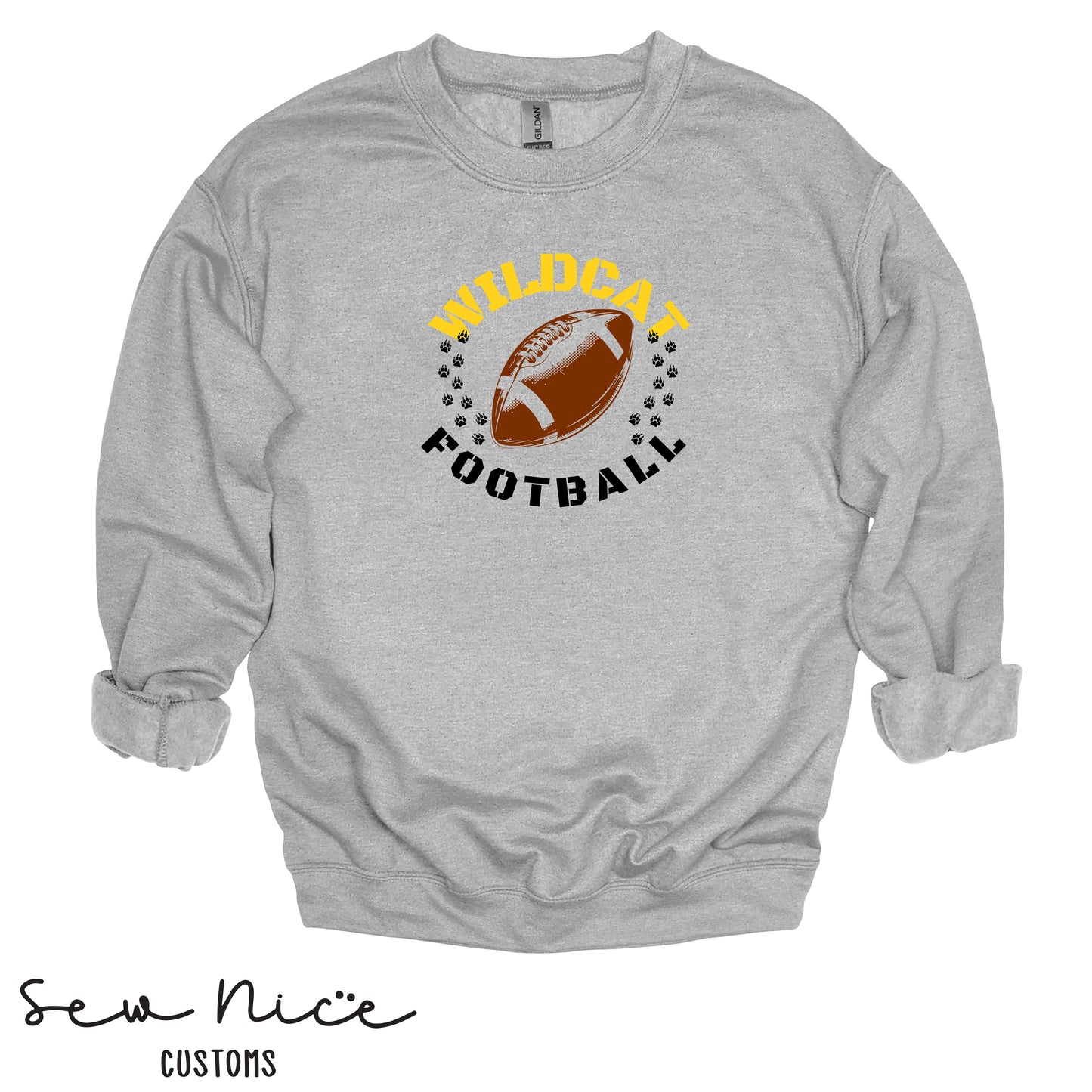 Sullivan Football Paw Prints- Adult/Youth Crewneck Sweatshirt
