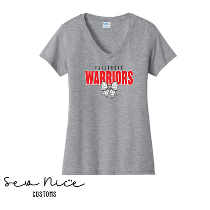 Fallbrook Warriors Volleyball Bow- Ladies V-Neck Shirt