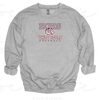 ECHS White Tigers Softball- Unisex Adult/Youth Crewneck