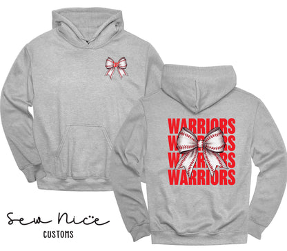 Warriors Baseball Bow- Unisex Adult/Youth Hoodie