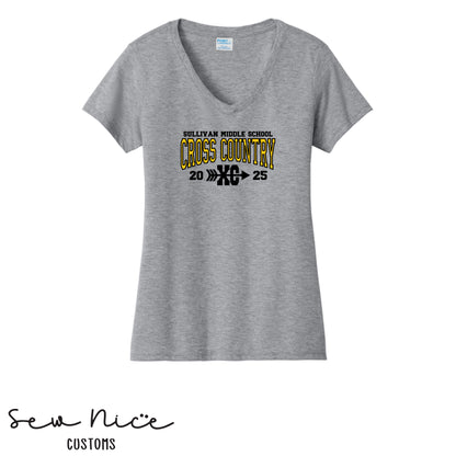 Sullivan Middle School Cross Country XC - Ladies V-Neck Shirt
