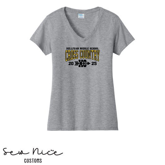Sullivan Middle School Cross Country XC - Ladies V-Neck Shirt