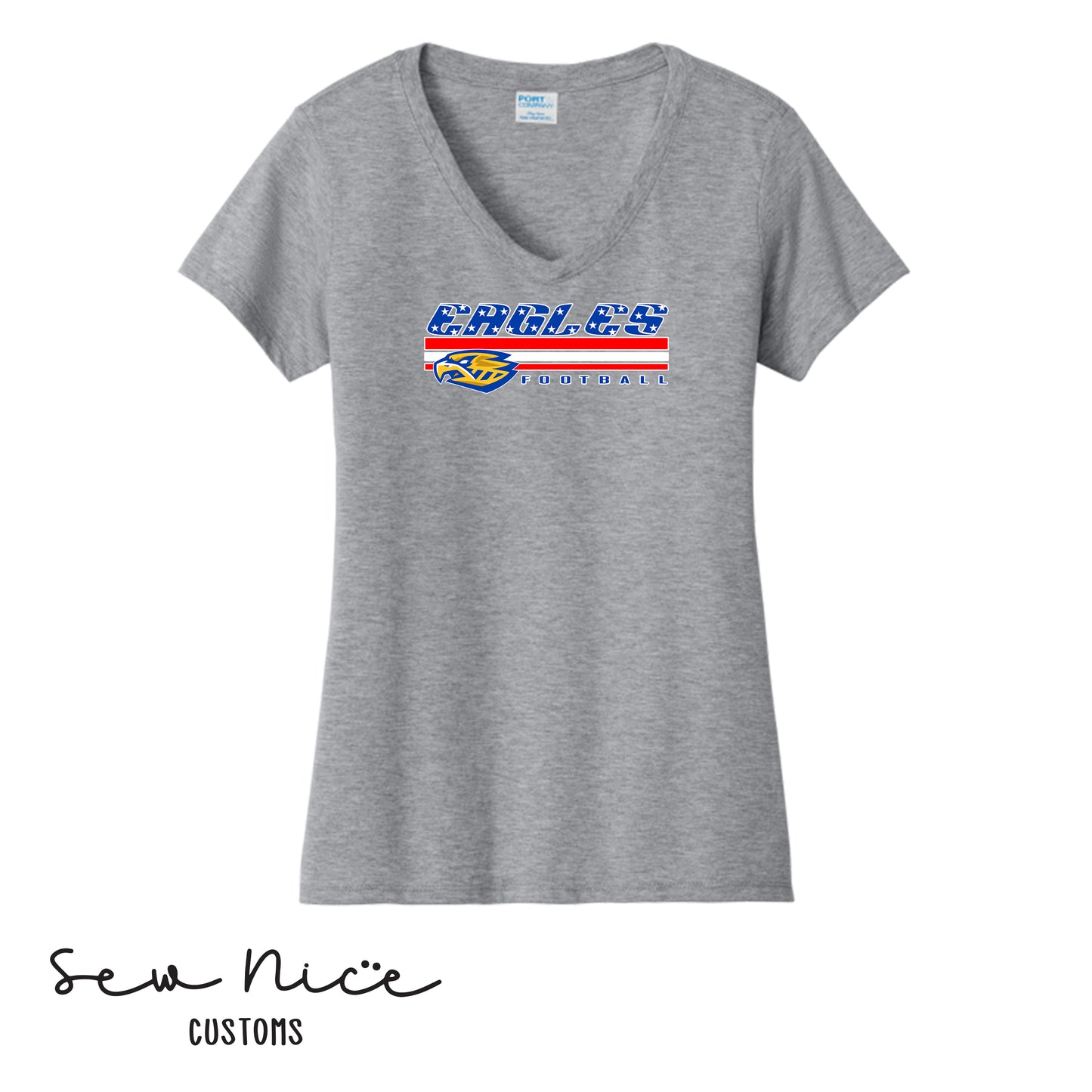 SP American Flag Eagles- Ladies V-Neck Shirt