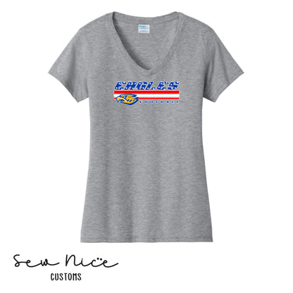 SP American Flag Eagles- Ladies V-Neck Shirt